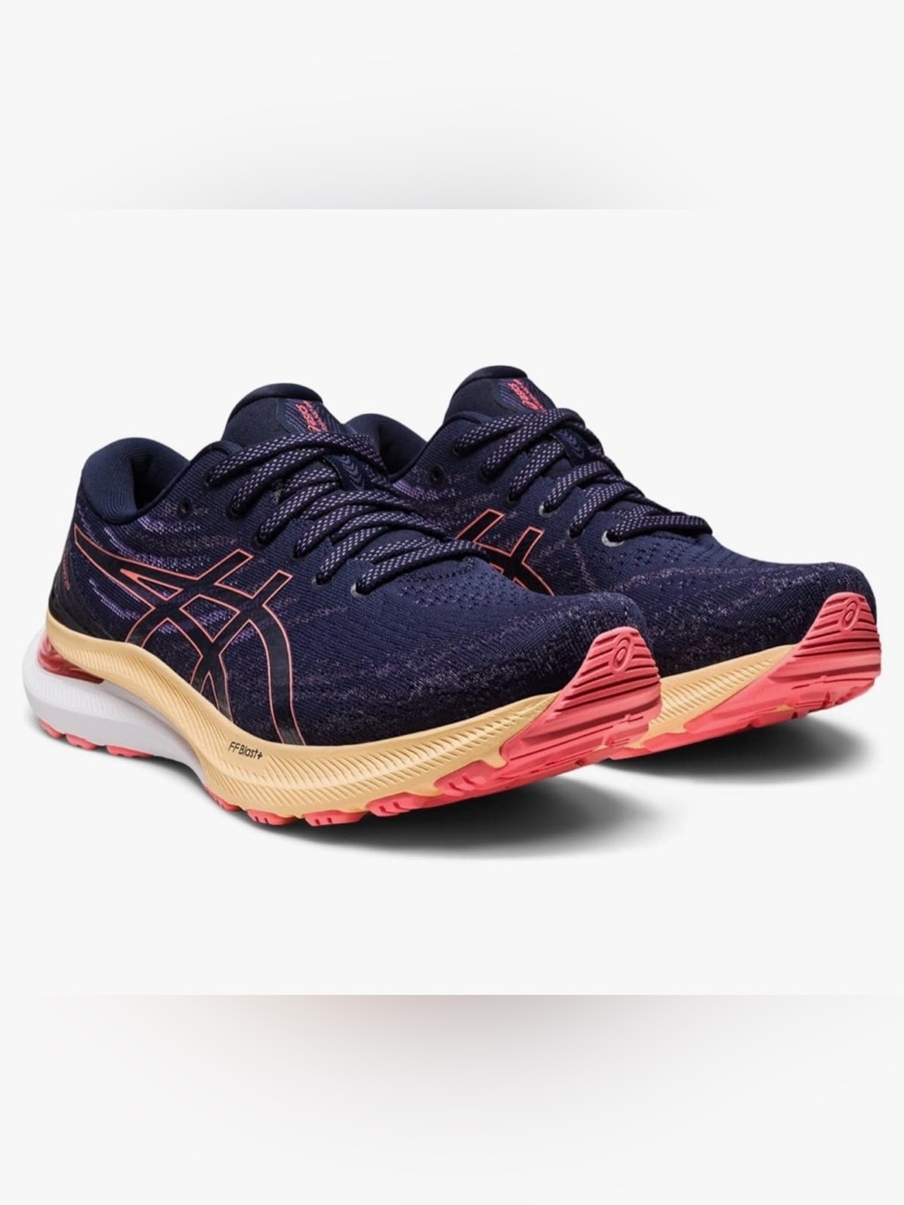 ASICS Kayano Navy and Peach Women's Athletic Running Shoes